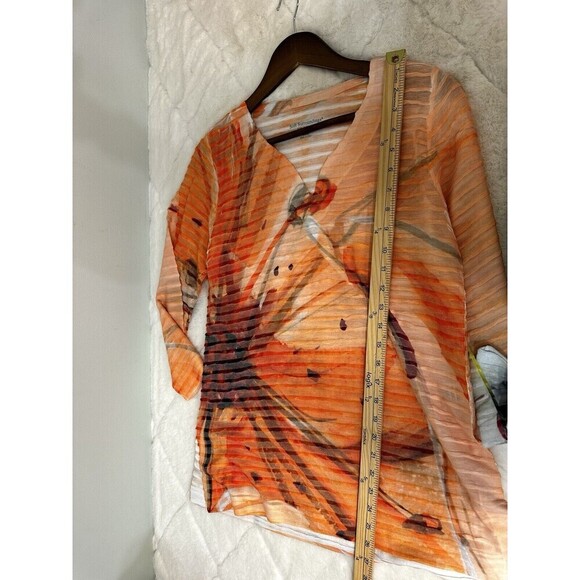 Soft Surroundings Ruffled Blouse Floral Print 3/4 Sleeve Sz Medium Tunic Length - Picture 6 of 8